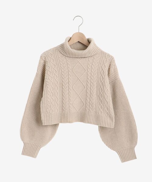 MAJESTIC LEGON(マジェスティックレゴン)の「ショートボリュームニット(ニット/セーター・レディース・アイボリー/ベージュ/ブラック/サンドベージュ/オフホワイト・SMALL/MEDIUM)」の5枚目の写真