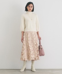 ANAYI リーフチュールレースフレアスカート 38 ANAYI（アナイ）の「リーフチュールレースフレアスカート