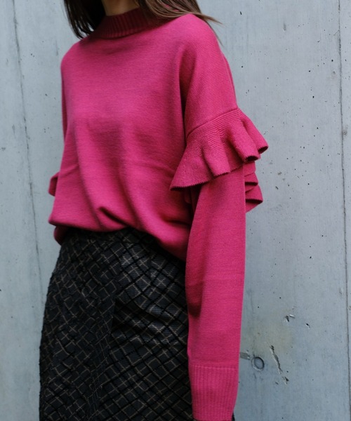 Frill Tape Knit Tops Frill Tape Knit Tops