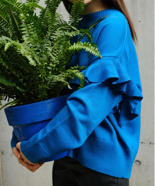 LE CIEL BLEU（ルシェルブルー）の「Frill Tape Knit Tops（ニット/セーター）」 WEAR