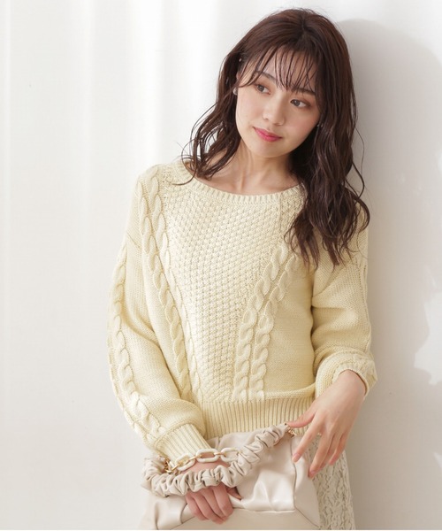 PROPORTION BODY DRESSING（プロポーションボディドレッシング）の「バックスリットケーブルニット / 1212170001（ニット/セーター・レディース・イエロー/ホワイト系その他/ブルー・FREE）」の3枚目の写真