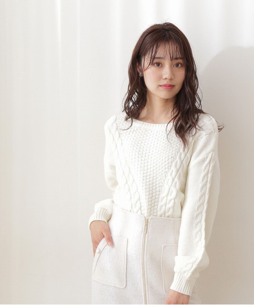 PROPORTION BODY DRESSING（プロポーションボディドレッシング）の「バックスリットケーブルニット / 1212170001（ニット/セーター・レディース・イエロー/ホワイト系その他/ブルー・FREE）」の6枚目の写真