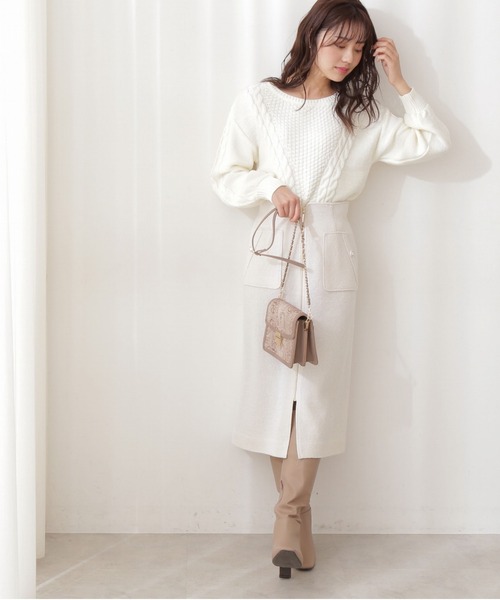 PROPORTION BODY DRESSING（プロポーションボディドレッシング）の「バックスリットケーブルニット / 1212170001（ニット/セーター・レディース・イエロー/ホワイト系その他/ブルー・FREE）」の12枚目の写真