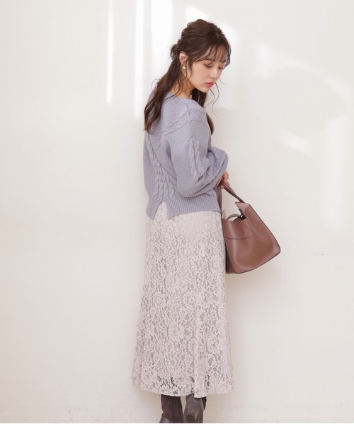 PROPORTION BODY DRESSING（プロポーションボディドレッシング）の「バックスリットケーブルニット / 1212170001（ニット/セーター・レディース・イエロー/ホワイト系その他/ブルー・FREE）」の10枚目の写真