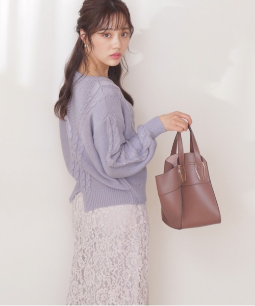 PROPORTION BODY DRESSING（プロポーションボディドレッシング）の「バックスリットケーブルニット / 1212170001（ニット/セーター・レディース・イエロー/ホワイト系その他/ブルー・FREE）」の8枚目の写真