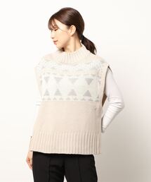 Samansa Mos2 blue | ジャカードニットベスト(ベスト)