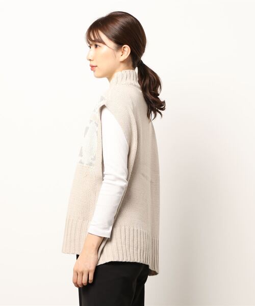 Samansa Mos2 blue（サマンサモスモスブルー）の「ジャカードニットベスト（ベスト・レディース・ブラック/モカ/ライトベージュ・ﾌﾘ-）」の5枚目の写真