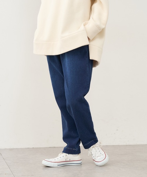 PUAL CE CIN（ピュアルセシン）の「ニットデニムテーパードパンツ（デニムパンツ・レディース・ブルー/インディゴブルー・FREE）」の11枚目の写真