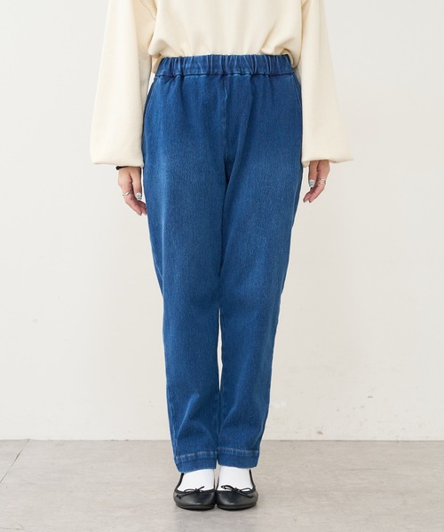 PUAL CE CIN（ピュアルセシン）の「ニットデニムテーパードパンツ（デニムパンツ・レディース・ブルー/インディゴブルー・FREE）」の16枚目の写真