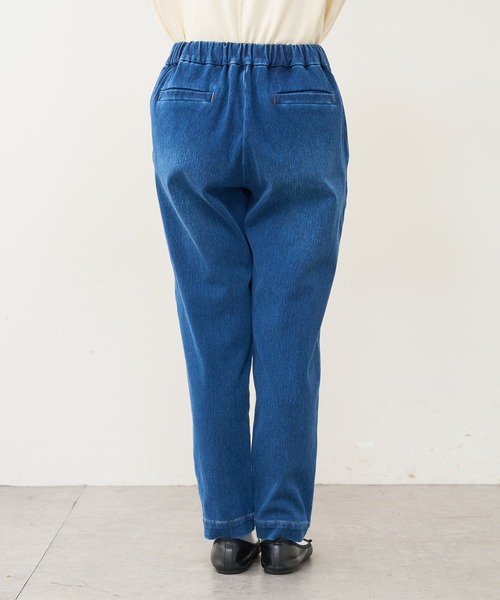 PUAL CE CIN（ピュアルセシン）の「ニットデニムテーパードパンツ（デニムパンツ・レディース・ブルー/インディゴブルー・FREE）」の3枚目の写真