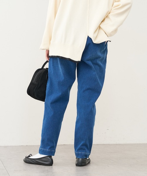 PUAL CE CIN（ピュアルセシン）の「ニットデニムテーパードパンツ（デニムパンツ・レディース・ブルー/インディゴブルー・FREE）」の9枚目の写真