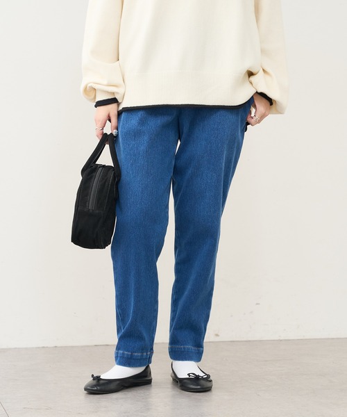 PUAL CE CIN（ピュアルセシン）の「ニットデニムテーパードパンツ（デニムパンツ・レディース・ブルー/インディゴブルー・FREE）」の13枚目の写真