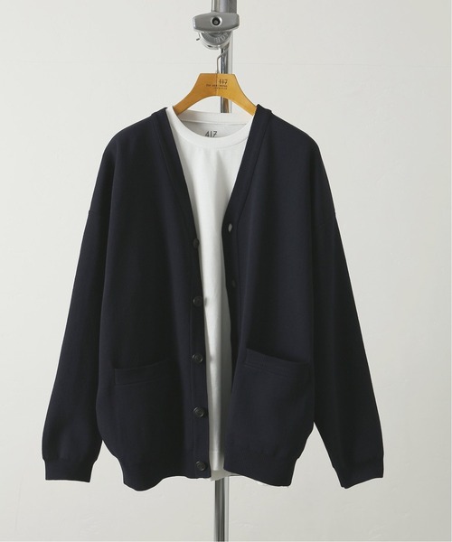 417 EDIFICE（フォーワンセブンエディフィス）の「【カットソー+ニットの2点セット】ミラノリブレイヤードカーディガン（カーディガン/ボレロ・メンズ・チャコールグレー/ベージュ/ネイビー/イエロー/ホワイト/ブルー/グリーン・SMALL/LARGE/MEDIUM）」の5枚目の写真