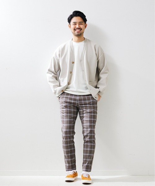 417 EDIFICE（フォーワンセブンエディフィス）の「【カットソー+ニットの2点セット】ミラノリブレイヤードカーディガン（カーディガン/ボレロ・メンズ・チャコールグレー/ベージュ/ネイビー/イエロー/ホワイト/ブルー/グリーン・SMALL/LARGE/MEDIUM）」の8枚目の写真