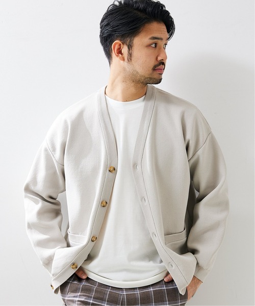 417 EDIFICE（フォーワンセブンエディフィス）の「【カットソー+ニットの2点セット】ミラノリブレイヤードカーディガン（カーディガン/ボレロ・メンズ・チャコールグレー/ベージュ/ネイビー/イエロー/ホワイト/ブルー/グリーン・SMALL/LARGE/MEDIUM）」の9枚目の写真