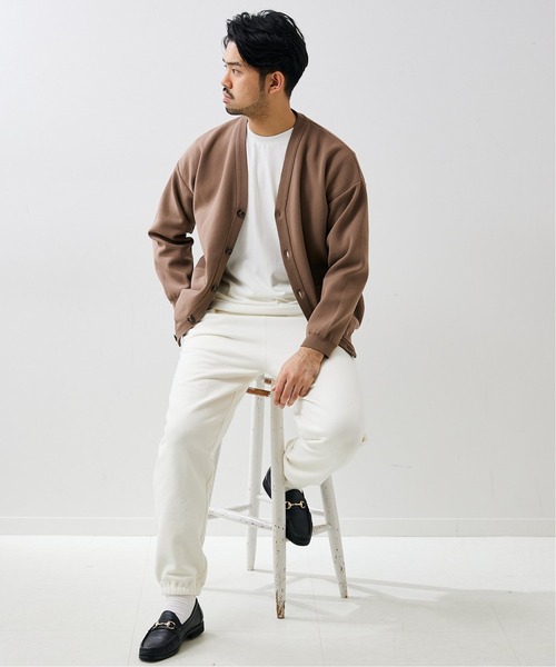 417 EDIFICE（フォーワンセブンエディフィス）の「【カットソー+ニットの2点セット】ミラノリブレイヤードカーディガン（カーディガン/ボレロ・メンズ・チャコールグレー/ベージュ/ネイビー/イエロー/ホワイト/ブルー/グリーン・SMALL/LARGE/MEDIUM）」の12枚目の写真