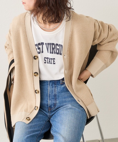 CIAOPANIC TYPY(チャオパニックティピー)の「アウトリンキングジャガードカーディガン(カーディガン/ボレロ・メンズ・ブラック/ベージュ/グリーン・MEDIUM/LARGE)」の1枚目の写真