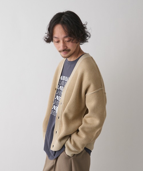 CIAOPANIC TYPY(チャオパニックティピー)の「アウトリンキングジャガードカーディガン(カーディガン/ボレロ・メンズ・ブラック/ベージュ/グリーン・MEDIUM/LARGE)」の4枚目の写真