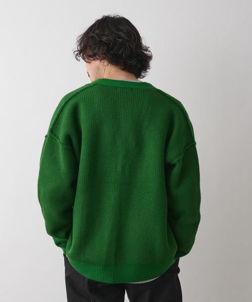 CIAOPANIC TYPY(チャオパニックティピー)の「アウトリンキングジャガードカーディガン(カーディガン/ボレロ・メンズ・ブラック/ベージュ/グリーン・MEDIUM/LARGE)」の8枚目の写真