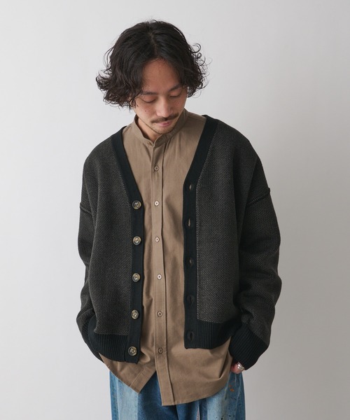CIAOPANIC TYPY(チャオパニックティピー)の「アウトリンキングジャガードカーディガン(カーディガン/ボレロ・メンズ・ブラック/ベージュ/グリーン・MEDIUM/LARGE)」の7枚目の写真