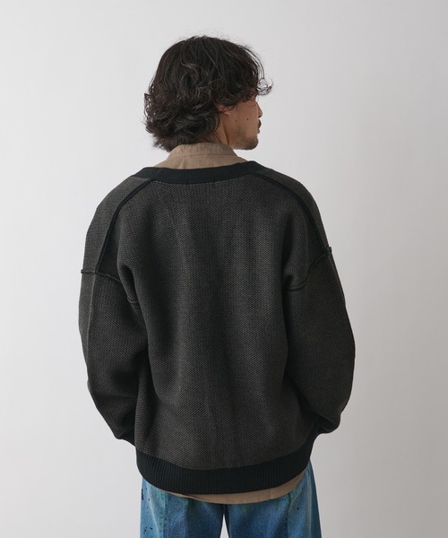 CIAOPANIC TYPY(チャオパニックティピー)の「アウトリンキングジャガードカーディガン(カーディガン/ボレロ・メンズ・ブラック/ベージュ/グリーン・MEDIUM/LARGE)」の20枚目の写真