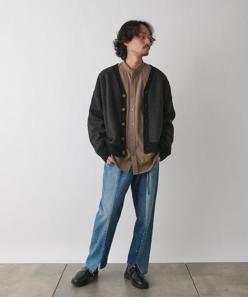 CIAOPANIC TYPY(チャオパニックティピー)の「アウトリンキングジャガードカーディガン(カーディガン/ボレロ・メンズ・ブラック/ベージュ/グリーン・MEDIUM/LARGE)」の5枚目の写真