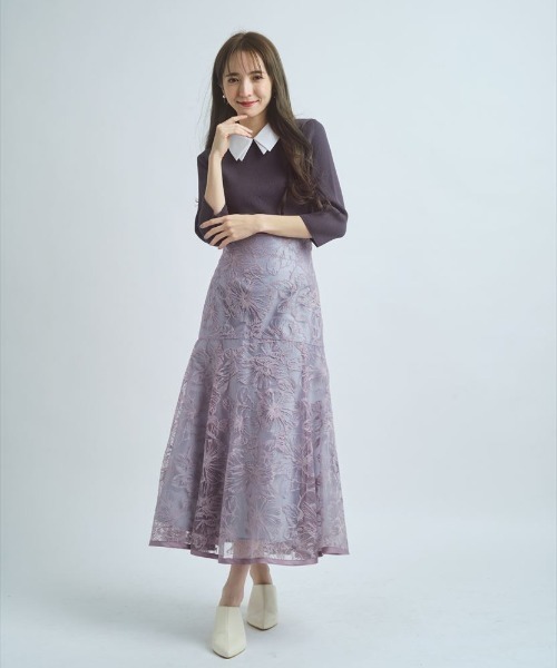 Rirandture(リランドチュール)の「線タッチ刺繍レーススカート(スカート・レディース・オフホワイト/ピンク系その他/ブルー系その他3・1/2/0)」の5枚目の写真