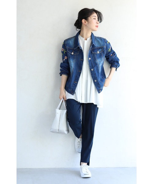 cawaii（カワイイ）の「超伸縮　梅の花刺繍デニムジャケット（デニムジャケット・レディース・ネイビー・FREE）」の12枚目の写真