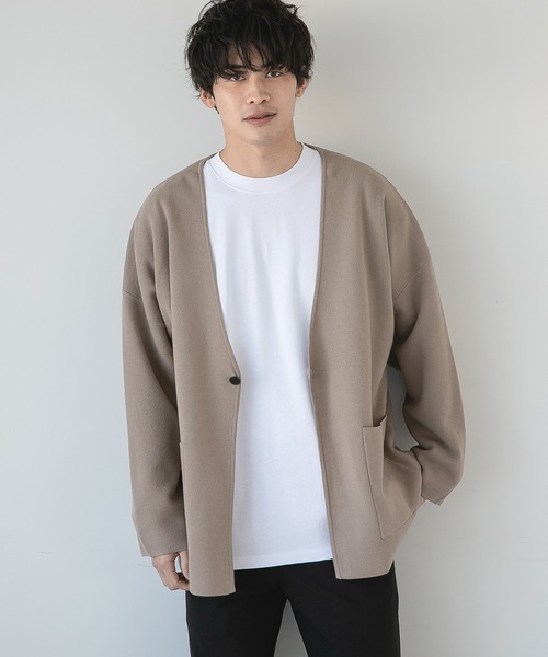 LOWRYS FARM（ローリーズファーム）の「ノーカラーカーデ　267538（カーディガン/ボレロ・メンズ・ブラック/グリーン/グレー・LARGE/MEDIUM）」の2枚目の写真