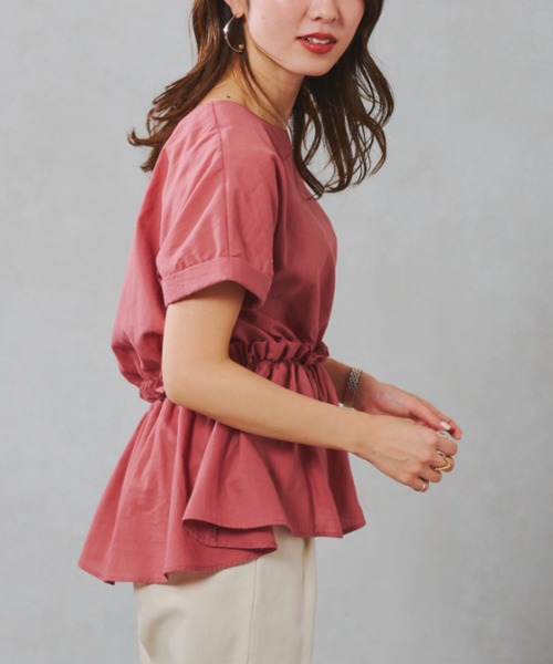 Chez toi(シェトワ)の「TCボイルペプラムブラウス(シャツ/ブラウス・レディース・ブラック/オフホワイト/ピンク/グリーン系その他・FREE)」の1枚目の写真