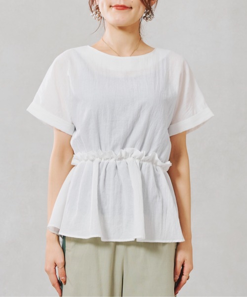 Chez toi(シェトワ)の「TCボイルペプラムブラウス(シャツ/ブラウス・レディース・ブラック/オフホワイト/ピンク/グリーン系その他・FREE)」の8枚目の写真