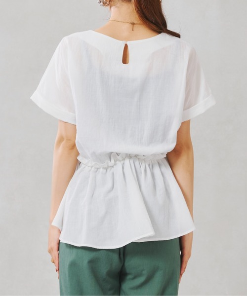 Chez toi(シェトワ)の「TCボイルペプラムブラウス(シャツ/ブラウス・レディース・ブラック/オフホワイト/ピンク/グリーン系その他・FREE)」の9枚目の写真