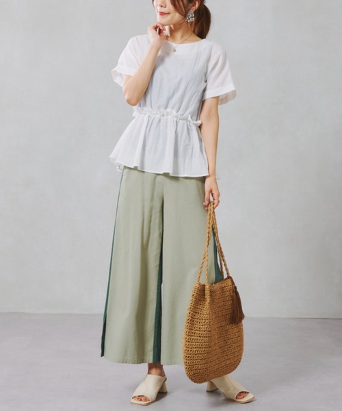 Chez toi(シェトワ)の「TCボイルペプラムブラウス(シャツ/ブラウス・レディース・ブラック/オフホワイト/ピンク/グリーン系その他・FREE)」の16枚目の写真