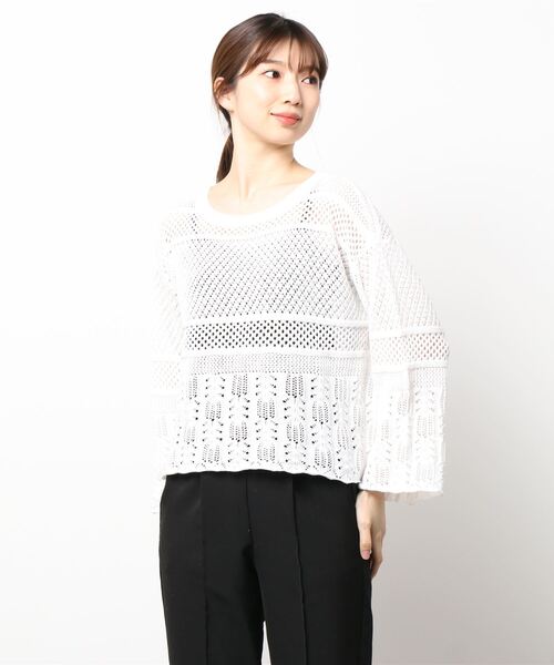 libelle more（リベル モア）の「透かし柄プルオーバー（ニット/セーター・レディース・ブラック/ベージュ/オフホワイト/カーキ・M）」の2枚目の写真