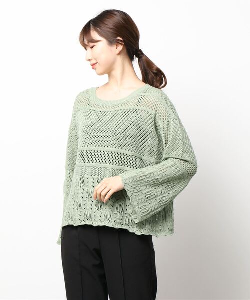 libelle more（リベル モア）の「透かし柄プルオーバー（ニット/セーター・レディース・ブラック/ベージュ/オフホワイト/カーキ・M）」の4枚目の写真