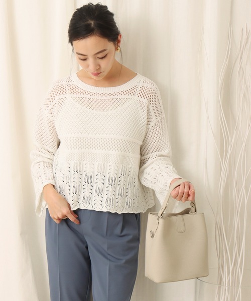 libelle more（リベル モア）の「透かし柄プルオーバー（ニット/セーター・レディース・ブラック/ベージュ/オフホワイト/カーキ・M）」の9枚目の写真