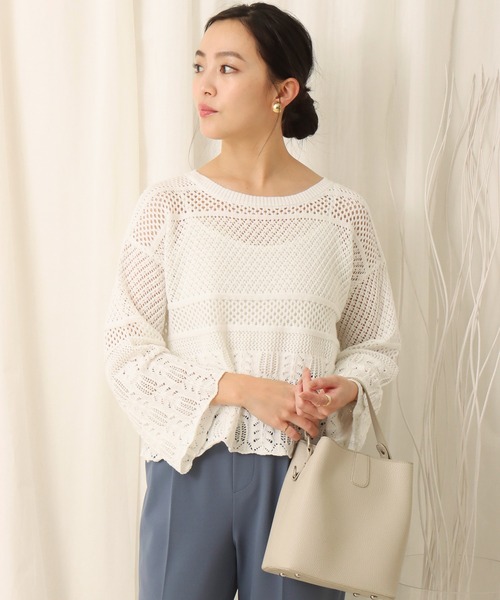 libelle more（リベル モア）の「透かし柄プルオーバー（ニット/セーター・レディース・ブラック/ベージュ/オフホワイト/カーキ・M）」の10枚目の写真