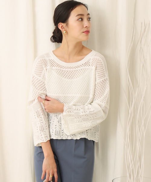 libelle more（リベル モア）の「透かし柄プルオーバー（ニット/セーター・レディース・ブラック/ベージュ/オフホワイト/カーキ・M）」の13枚目の写真