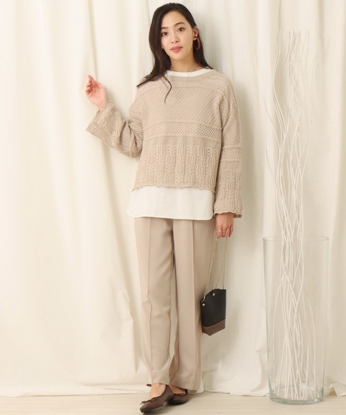 libelle more（リベル モア）の「透かし柄プルオーバー（ニット/セーター・レディース・ブラック/ベージュ/オフホワイト/カーキ・M）」の16枚目の写真