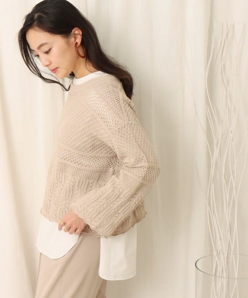 libelle more（リベル モア）の「透かし柄プルオーバー（ニット/セーター・レディース・ブラック/ベージュ/オフホワイト/カーキ・M）」の17枚目の写真