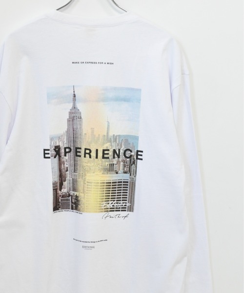 TRAP/U (トラップユー)の「バック フォトプリント コットン 天竺 ロングTシャツ(Tシャツ/カットソー・メンズ・ホワイト/ブラック/サックスブルー・L/M)」の2枚目の写真