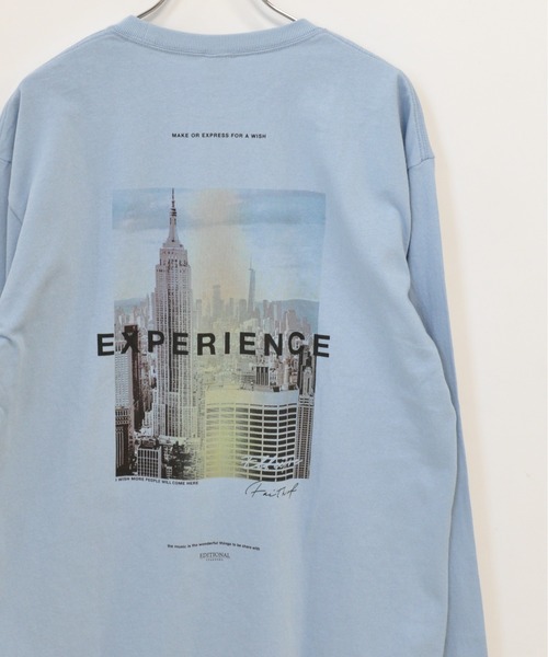 TRAP/U (トラップユー)の「バック フォトプリント コットン 天竺 ロングTシャツ(Tシャツ/カットソー・メンズ・ホワイト/ブラック/サックスブルー・L/M)」の1枚目の写真