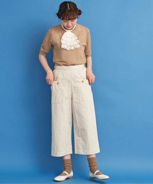 Malle(マル)の「malle チュール刺繍 ジャボ(付け襟・レディース・オフホワイト/ブラック・FREE)」の12枚目の写真