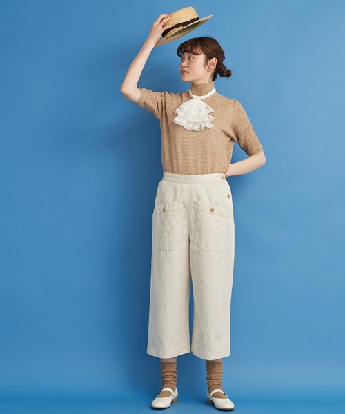 Malle(マル)の「malle チュール刺繍 ジャボ(付け襟・レディース・オフホワイト/ブラック・FREE)」の14枚目の写真