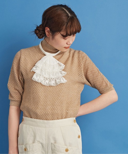Malle(マル)の「malle チュール刺繍 ジャボ(付け襟・レディース・オフホワイト/ブラック・FREE)」の15枚目の写真