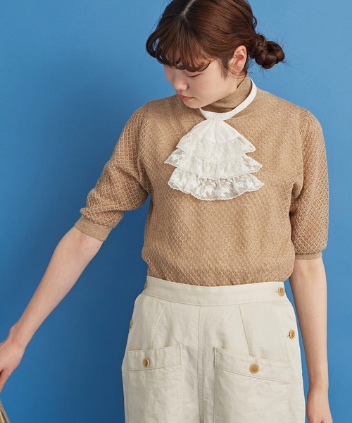 Malle(マル)の「malle チュール刺繍 ジャボ(付け襟・レディース・オフホワイト/ブラック・FREE)」の17枚目の写真