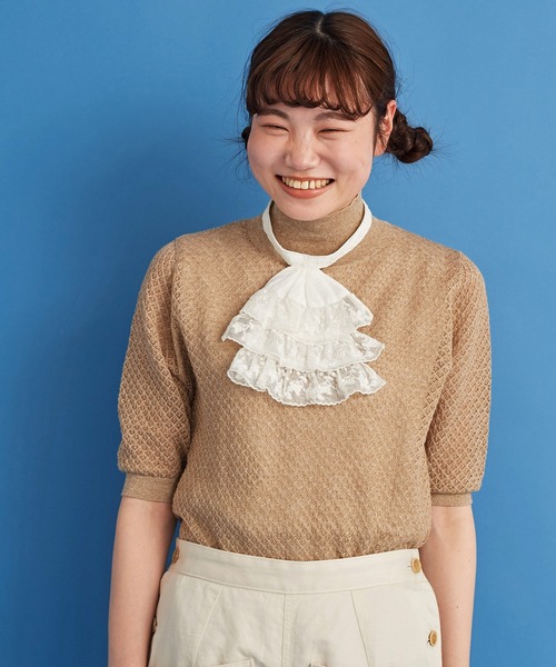Malle(マル)の「malle チュール刺繍 ジャボ(付け襟・レディース・オフホワイト/ブラック・FREE)」の19枚目の写真