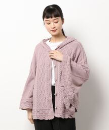 新品 アクシーズファム ファー付き ニット ポンチョ M axes femme(アクシーズファム)の「ケーブルニットポンチョ
