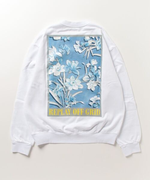 【セール】ピースダイ フラワーグリッドコットンスウェットシャツ（スウェット）｜REPLAY（リプレイ）