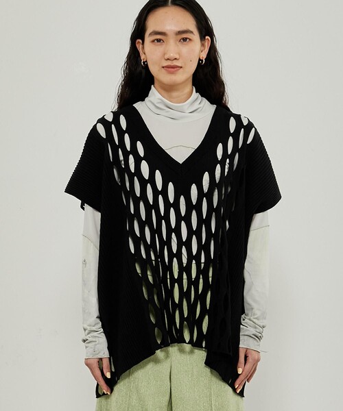 CITY TOKYO（シティトウキョウ）の「ビックメッシュニットベスト（ベスト・レディース・ライム/ブルー/ブラック・FREE）」の10枚目の写真